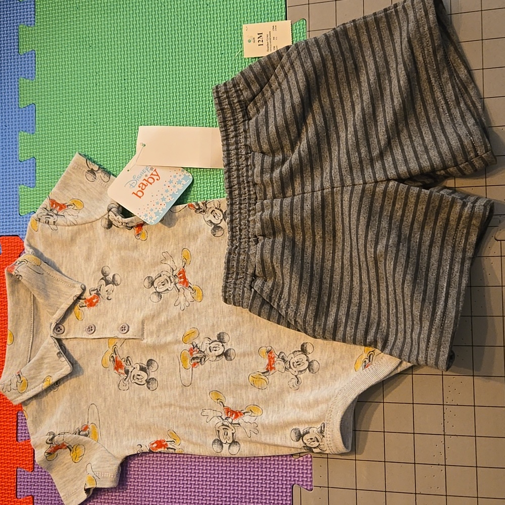 Disney Gray Mickey Mouse Baby Set
